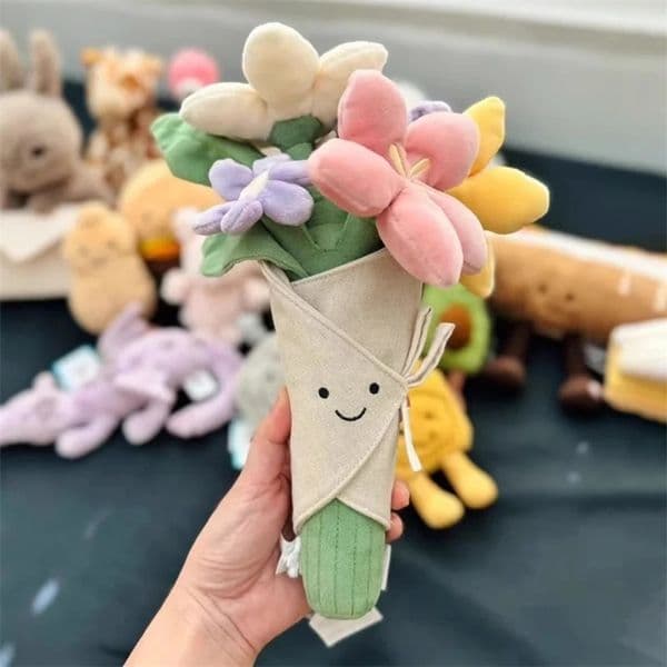 Holding Flowers Plush Toy Eternal Flowers Bouquets Toy Marriage Proposal Props Graduation Ceremony Valentines Day Birthday gift 250227bj
