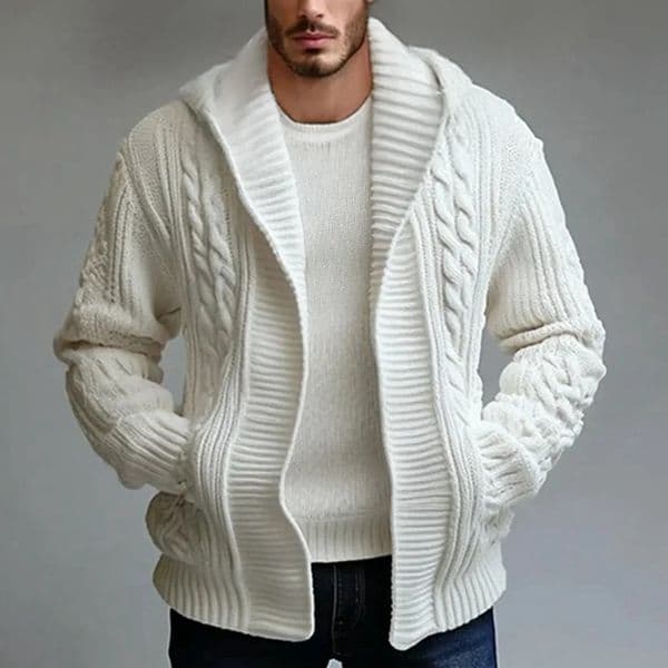 Men Cardigan Sweaters Hooded Coat Full Sleeve Solid Coats Casual Loose Outerwear Splice Open Stitch Autumn Winter 250804