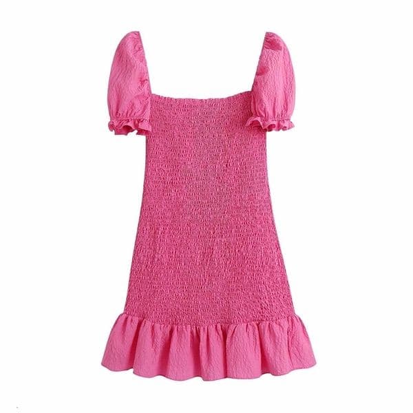 Summer Dress Women Elegant Casual Fashion Chic Lady Puff Sleeve Dress Women Stretchy dresses 210709