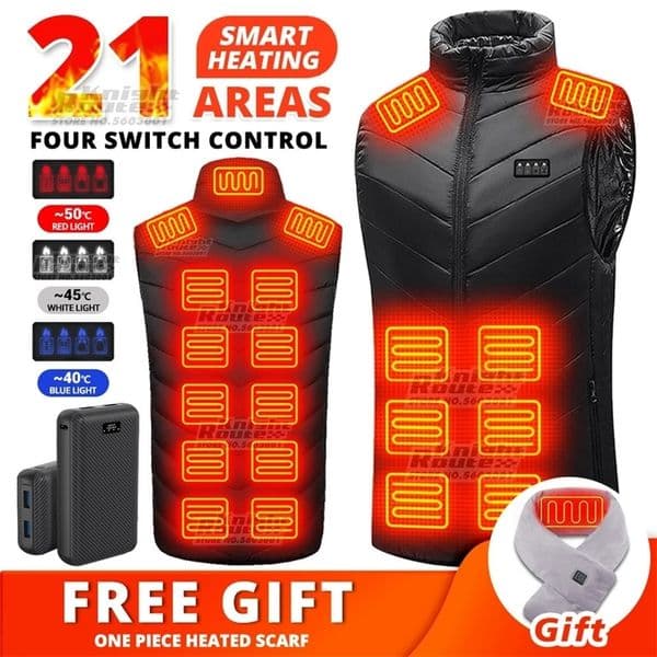 Men's Vests 21Areas Self Heating Vest Men's Heating jacket Thermal Women's USB Heated Vest Warm Clothing Fishing Camping Washable Winter 5V 231026