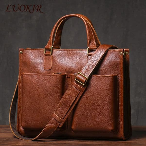 LUOKIR y executive briefcase mens lawyer handbag business cross body leather combination computer bag 14 inch laptop 240906