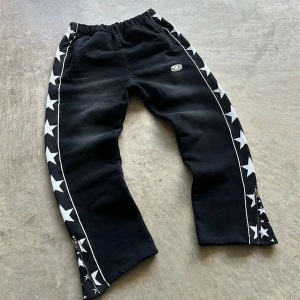American Trend Striped Side Zipper Elastic Waist Wide-Leg Pants Mens Y2K Harajuku Hip-Hop Joker Casual Sweatpants 250121
