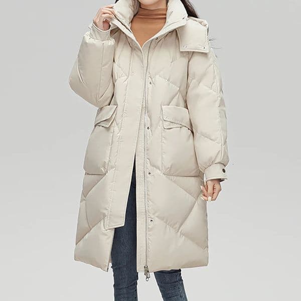 Womens Down Parkas HELIAR Women Zippers Hooded Long Coat Pocket Thicken Thermal Buttons Sleeve Causal Office Fall Winter 231129