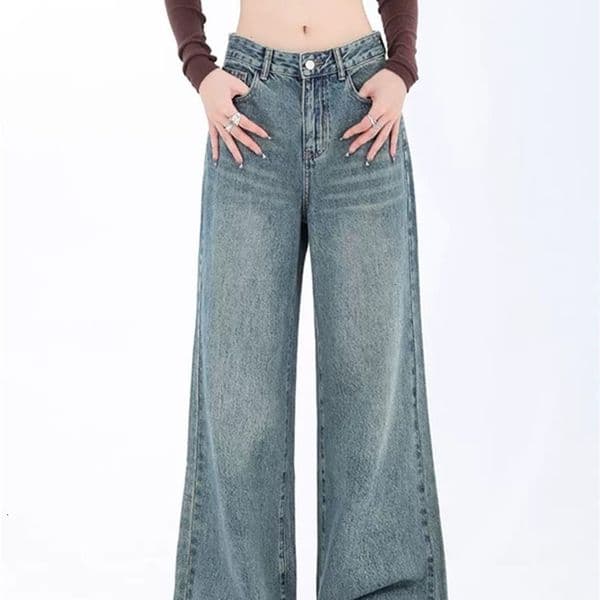 Women's Jeans Fashion Harajuku Wide Leg Jeans For Women All-Match Loose Casual Wash Denim Pants Baggy High Street Long Trousers Autumn 230510