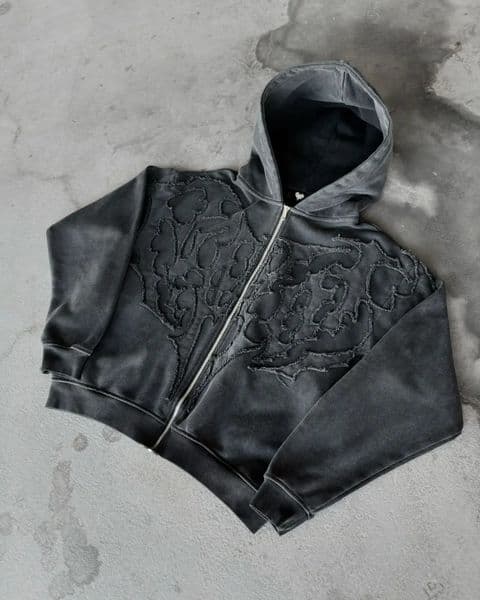 Y2K Embroidery Hoodie American Vintage Oversized Sweatshirt Mens Womens Harajuku Hip Hop Gothic Long Sleeve Pullover Hoodie 250917ZBANJIA