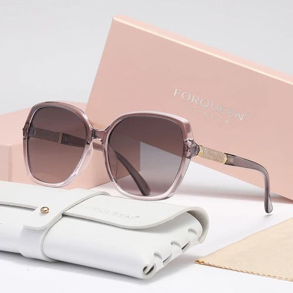 FORQUEEN Trendy Women Sunglass Polarized Anti-UV400 Butterfly Large Frame Glasses for Lady Vacation 250604