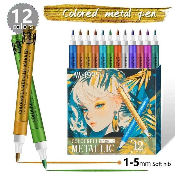 Bestseller Soft Head Acrylic Marker Pens Colors Set of Metallic Markers for Rock Painting Black Paper DIY Photo Album ddmySat