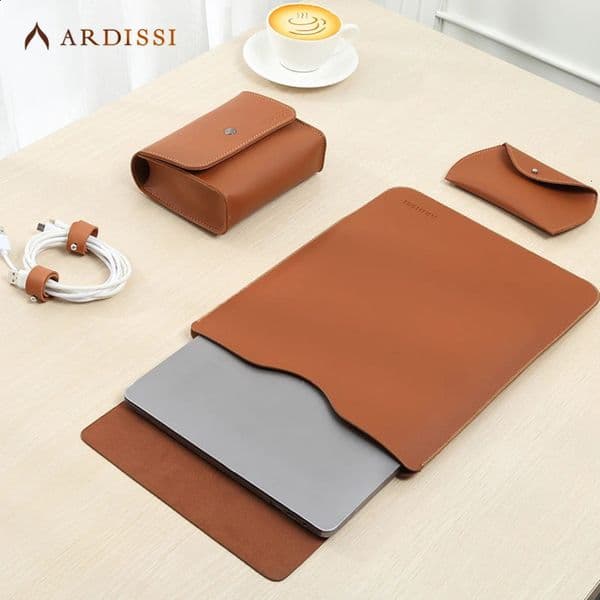 Laptop Sleeve Case Pouch for MacBook Mac Book iPad Air M1 M2 13 3 14 2 15 6 16 Pro 12 9 11 Inch Cover Bag Set Vegan Leather 240730