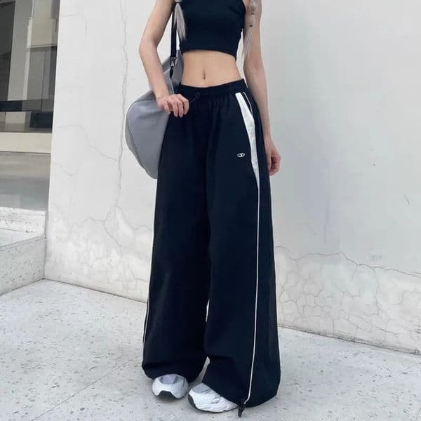 Y2K Vintage Fashion Loose Pant Casual Street Hip Hop Baggy Pants High Waist Wide Leg Trousers Solid Joggers Women Clothes 250228BJ