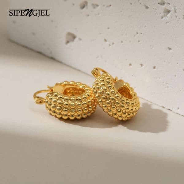 Stud SIPENGJEL Gold Color Creative Hoop Earrings for Women Punk Geometric Metal Small Earring Jewelry Wholesale 230823