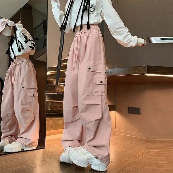 Y2K Cargo Pants Women Harajuku Oversized Sweatpants Black Pockets Wide Leg Joggers Strtwear High Waist Baggy Sports Trousers Z260312 S260428