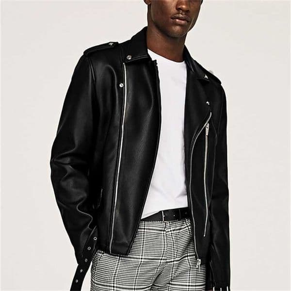 Mauroicardi Spring short leather biker jacket for men style Motorcycle jacket men LIght soft faux leather jackets for women 211110