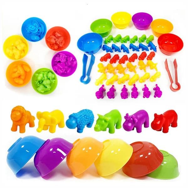 Rainbow Sorting Game Animal Puzzle Toy Dinosaur Traffic Color Matching Game Montessori Education Sensory Toys For Kids Preschool 250513