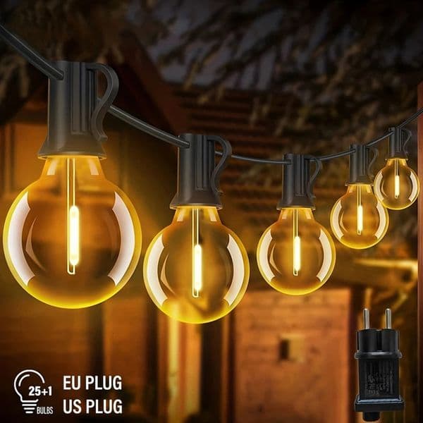 LED G40 Ball String Light Waterproof Outdoor Garden Terrace Bar Christmas Party Decoration 240905