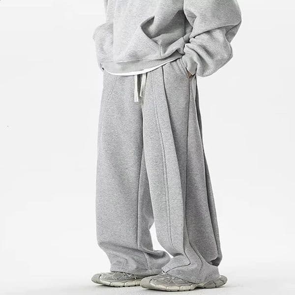 Korean Wideleg Sweatpants Man Loose Casual Solid Color Male Pants Streetwear Clothes Spring Autumn Fashion sweatpant men 250122BJ