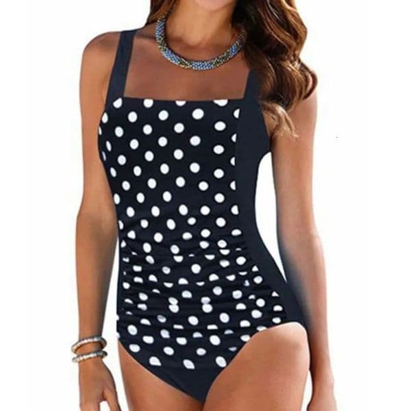 Sexy Dot OnePiece Large Swimsuits Closed Plus Size Swimwear For Pool Beach Body Bathing Suit Women Summer Female Swimming 240617
