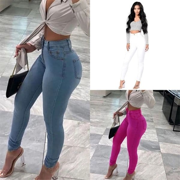 High Waist Skinny Jeans Autumn Womens Fashion Slim Elastic Denim Pencil Pants Casual Trousers S-2XL 241021