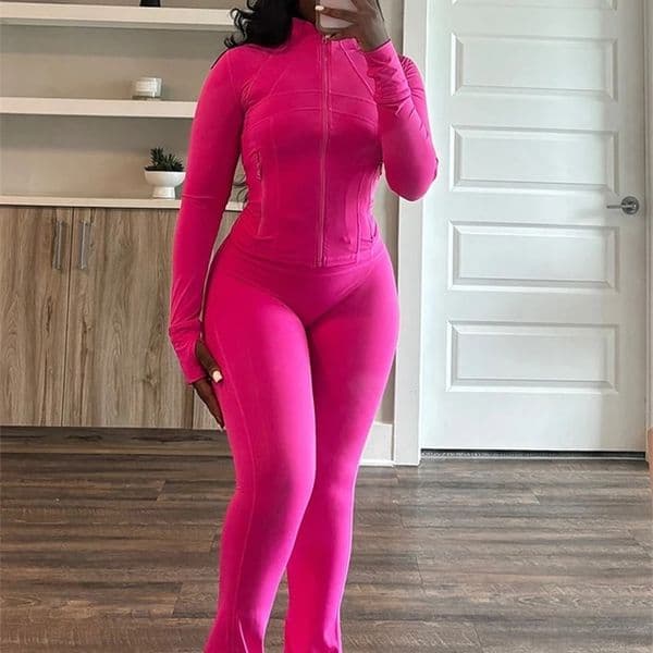 Elegant sports womens clothing sales long sleeved top and Flare pants two-piece set Tracksuit Street jogging leg set 241230