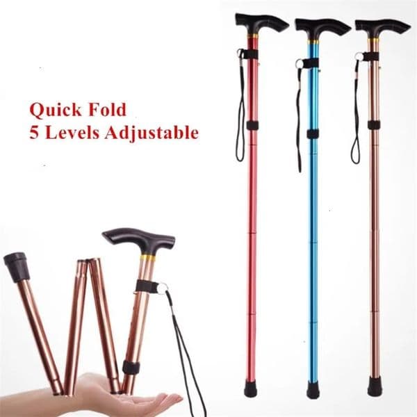 Trekking Poles Walking Stick Hiking Trekking Poles Trail Ultralight 4 Section Adjustable Canes Aluminum Alloy Folding Walking Stick 231018 Z260511