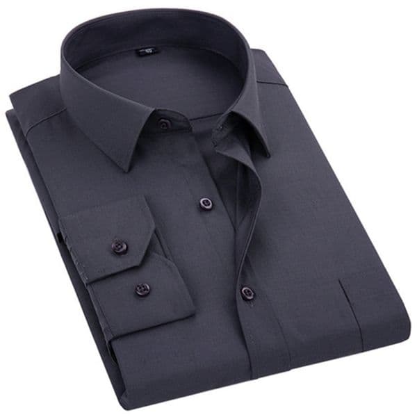 Men's Dress Shirt Solid Color Plus Size 8XL Black White Blue Gray Chemise Homme Male Business Casual Long Sleeved Shirt 210714