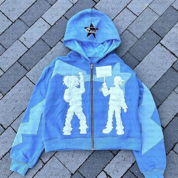 Y2k American High Street Trend Jacket Men Creative Embroidered Zipper Hoodie Harajuku Fashion Retro Oversized Sweatshirt Women 240715