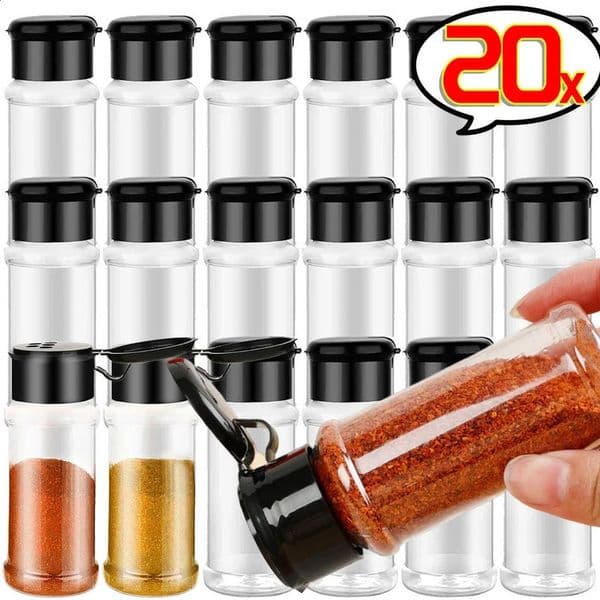 Clear Plastic Spice Jar Kitchen Seasoning Bottle Salt Pepper Shaker Container Barbecue Condiment Jar Kitchen Spice Storage Tools 250423