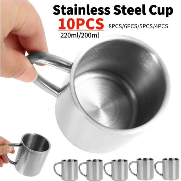 Stainless Steel Mug Coffee Cup Camping Mug Metal Coffee Tea Cup Mug Portable Milk Tea Cup Tumbler Water Mug Outdoor Drinking Cup 250218
