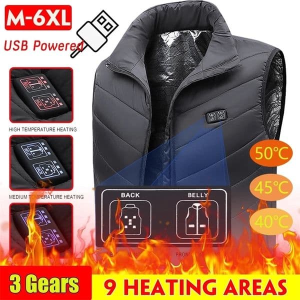 Men's Vests 9 Areas Heated Jacket Men Warm Vest USB Women's Heating Jacket Heated Vests Coat Hunting Hiking Camping Autumn Winter Male 231025