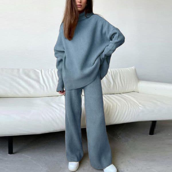 Womens Two Piece Pants Korean Style Solid Long Matching Sets Women Loose Casual Homewear Streetwear Set Mid Waist Trousers Elegant Suit 221121