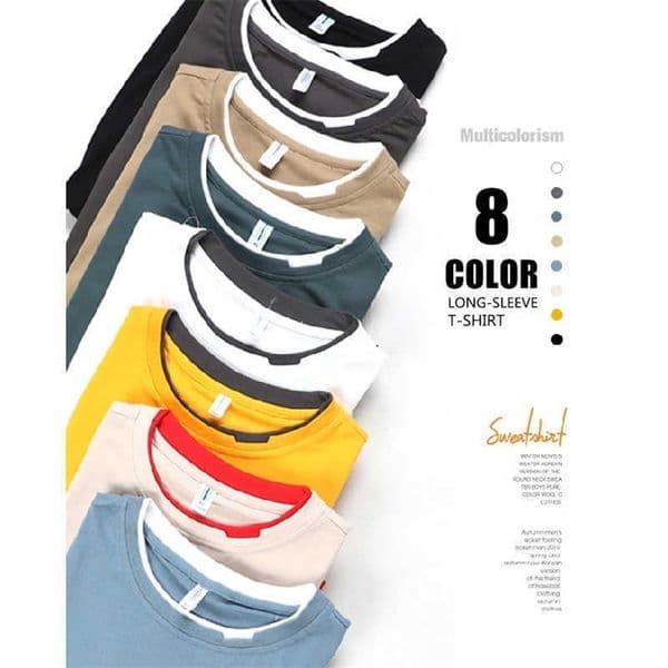 Autumn Winter Long-sleeve T-shirt Men High Quality O-neck Tops Casual Solid Polyester Slim Tee Shirt Men for Young Men 210603