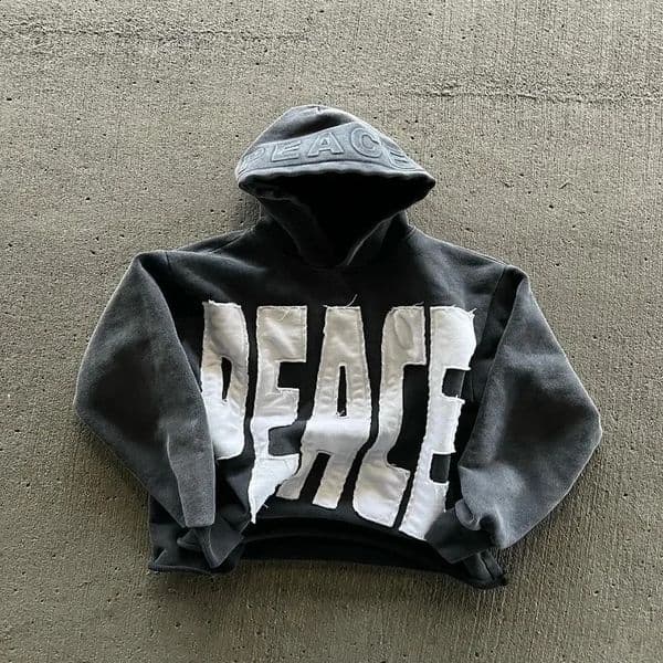 High Street Trend Retro Letter Embroidered Hoodie Mens Y2k Gothic Harajuku Fashion Jacket Couples Casual Loose Sweatshirt 240821