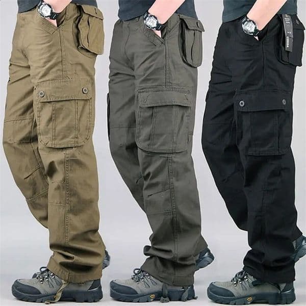 Mens Military Tactical Pants Cotton Work Overalls Cargo Loose Straight Gym Running Training Sports Wear Jogger Sweatpants 240911