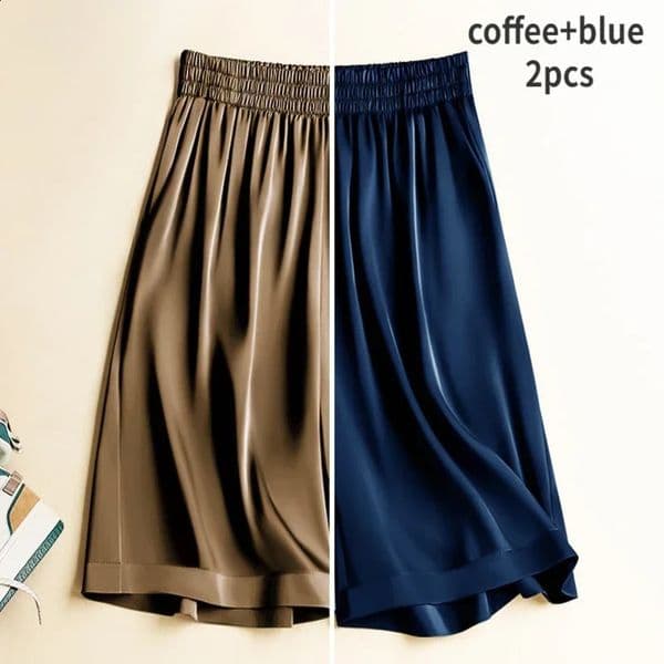 High waisted ice silk acetate shorts for womens summer thin satin cut pants casual loose plus size pajamas 240926