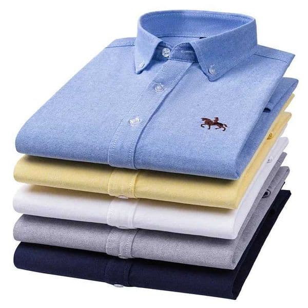 100 Pure Cotton Mens Long Sleeve Shirt Business Casual Solid Color Embroidered Oxford Spun Shirt X250925