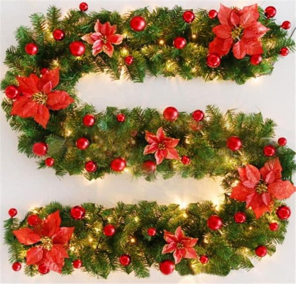 270cm Christmas garland green Christmas rattan with bows LED lights Xmas decoration supplies New Year Natal Ornaments for home5474520