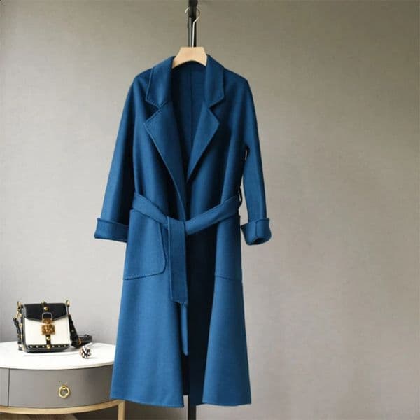 High quality water pattern coat doublesided wool womens loose jacket fashionable cashmere with lapel 240826