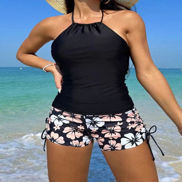 Beachwear Tankini Swimwear Women Bikini Set Woman Swimsuit TwoPiece Sleeveless Backless Bathing Suit Monokini Beach Shorts 250103