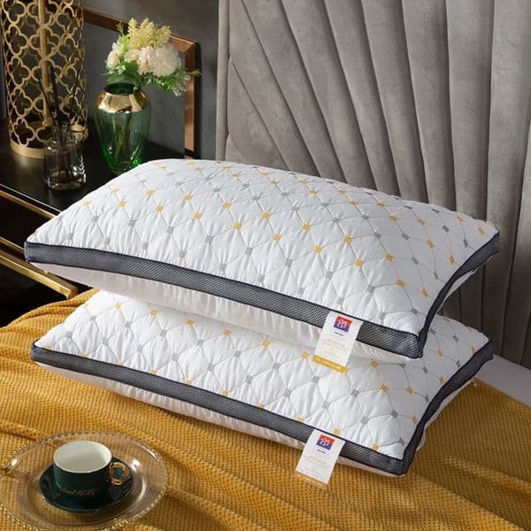 Full Sky Star Embroidered Fiber Pillow Core for Neck Protection Quick Rebound Not Easy to Deform Collapsing 240730