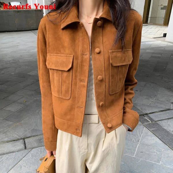 Classic highquality womens leather jacket winter cashmere velvet face coat weight loss Versatile Jaqueta streetwear 240906