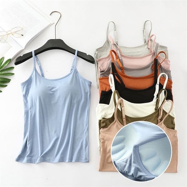 Camisoles Tanks modal female large size no steel ring integrated five-finger chest pad camisole bottoming shirt slim multicolor 230518