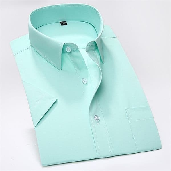 Men's Casual Shirts Summer business work shirt square collar short sleeved plus size S to 7xl solid twin striped formal men's dress without fading 230408