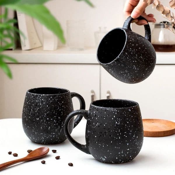 1 ceramic mug coffee cup chocolate milk cup teacup matte black ink large capacity spherical cup 250207