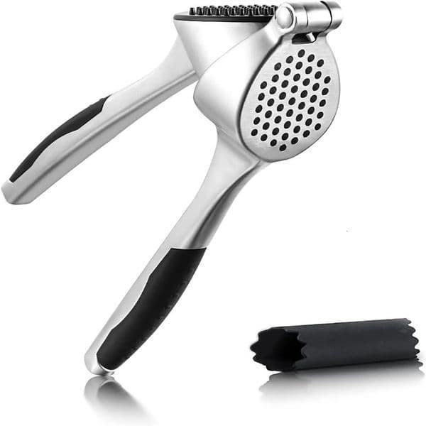 Garlic Press Premium Garlic Mincer with Ergonomic Grip Handle Professional Garlic Presser Crusher and Peeler Set 250326