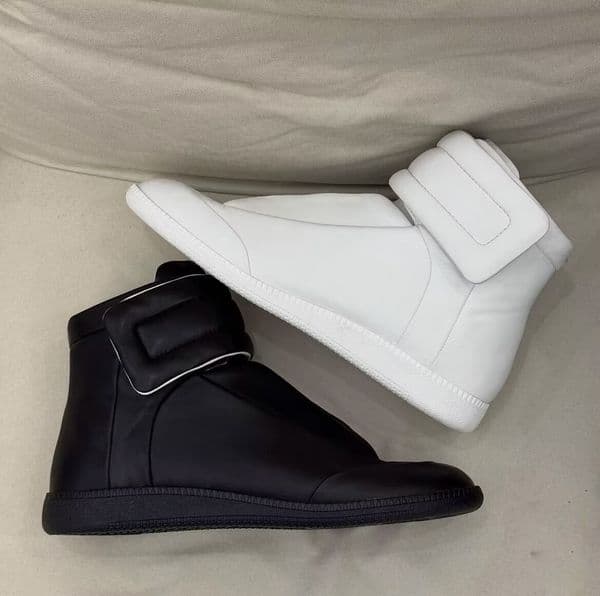 Brand Design Men MaisonMM22 Future High Top Trainers Front Touch-strap Fastening Leather Round Toe Sneakers Shoes Comfort Outdoor Casual Walking EU38-46