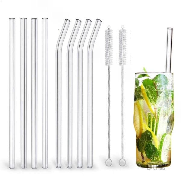 High borosilicate glass filament environmentally friendly reusable drinking used for smooth cocktail bar accessories with brush 240819
