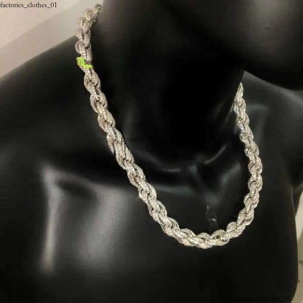 Twisted Moissanite S 10k 14k Solid Gold Hip Hop Men Jewelry Cuban Necklace Iced Out Vvs Dia Rope Chain 111