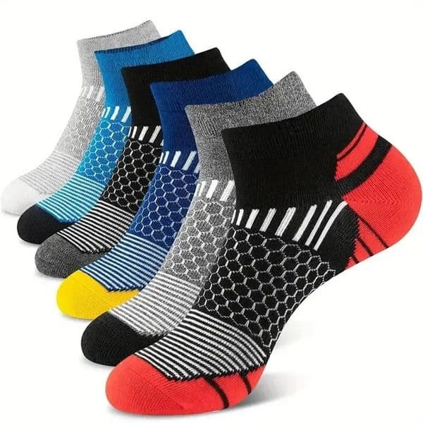 6 pairs Mens Short Sports Socks - Moisture-Wicking Breathable All-Season Athletic Socks 240703