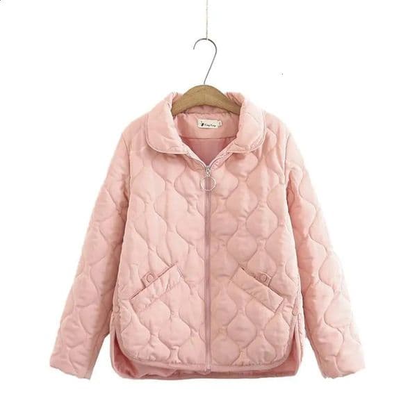 Parkas womens clothing in plus size for autumn and winter with a collar lining jacket simple loose buttons separated sides warm bedding 240823