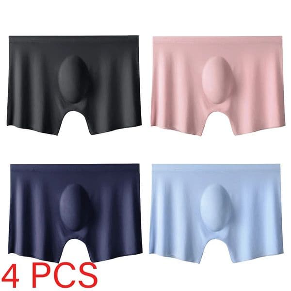 4 PcsLot Mens Summer Seamless Ice Silk Boxers Briefs Underwear Lingerie Shorts Ultrathin Breathable Sexy Panties Underpants 250804Z
