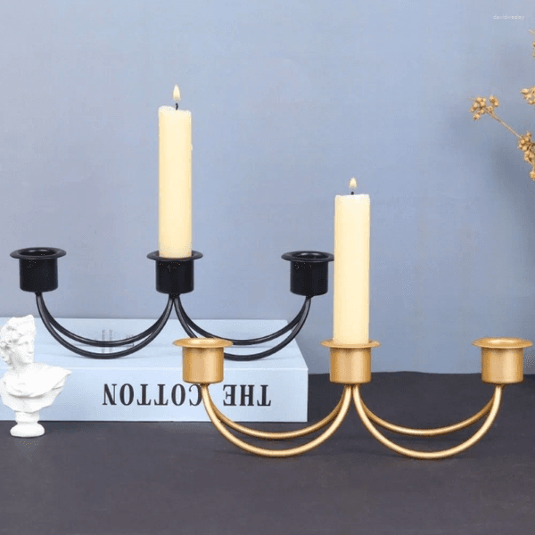 Candle Holders Vintage Three Head Candlestick Minimalist Metal Stand Holder Wedding